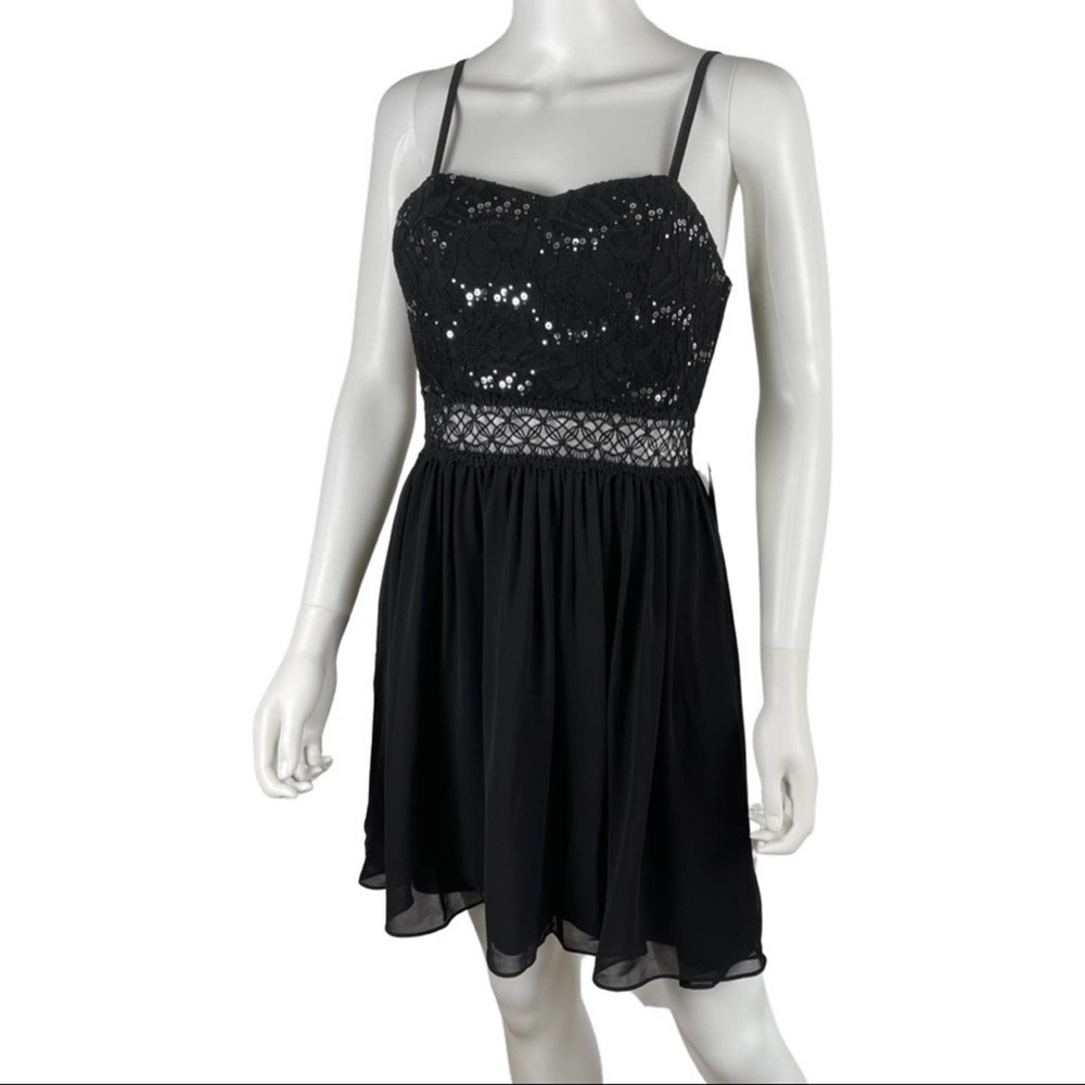 NWT BCX Juniors Sequined Black Fit & Flare Dress 7
